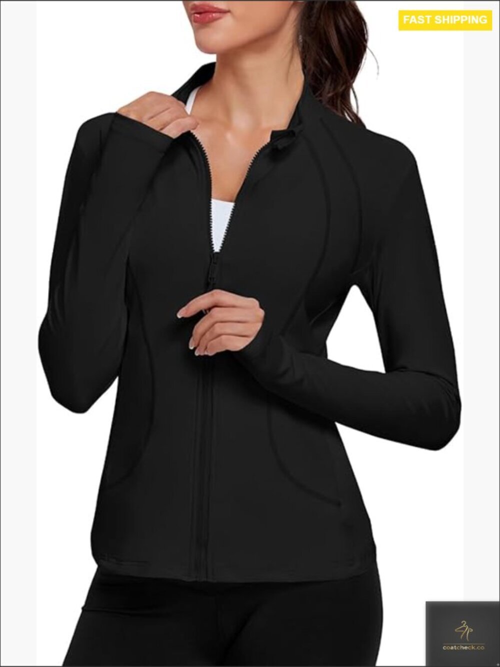 Zip Up Athletic Jacket Lightweight Stretch Track Gym Yoga Sportswear with